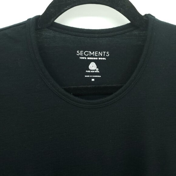 Seg'ments 100% Merino Wool Crew Neck Long Sleeve Base Layer Top M Black - Picture 5 of 14